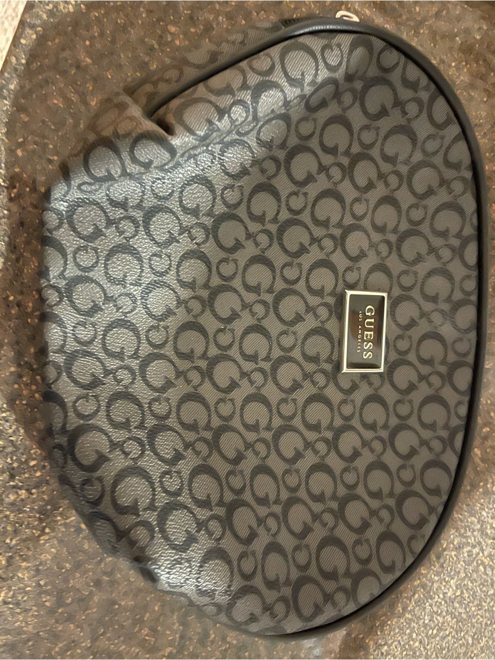 GUESS Black Logo Pattern Cosmetic Pouch